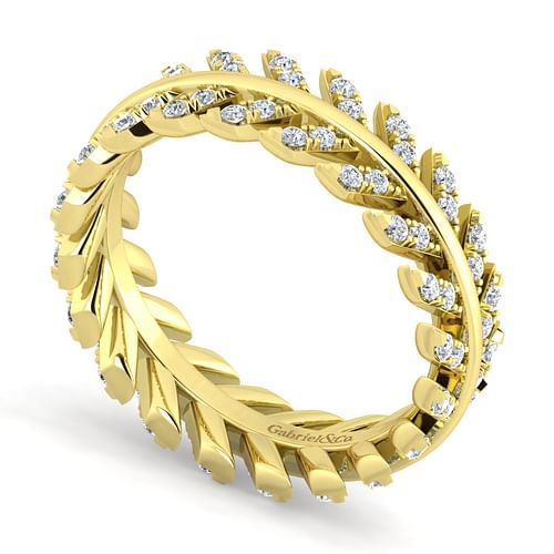 14K Yellow Gold Diamond Chevron Eternity Ring - Shot 3