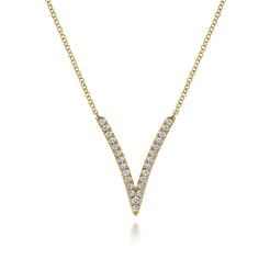 14K Yellow Gold Diamond Chevron Necklace