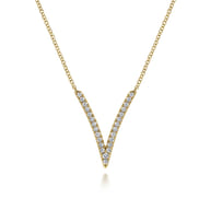 14K Yellow Gold Diamond Chevron Necklace