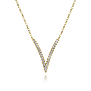 14K Yellow Gold Diamond Chevron Necklace