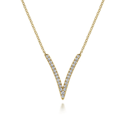 14K Yellow Gold Diamond Chevron Necklace
