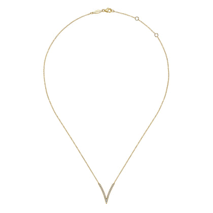 14K Yellow Gold Diamond Chevron Necklace