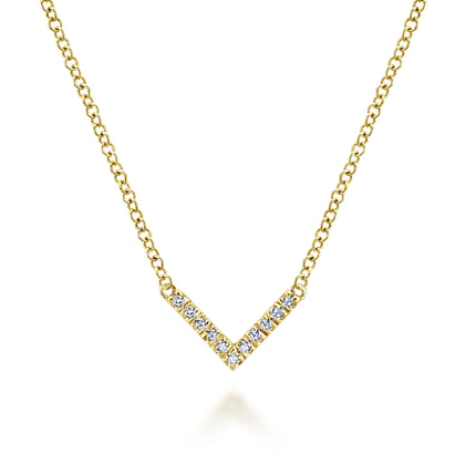 14K Yellow Gold Diamond Chevron Necklace