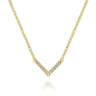 14K Yellow Gold Diamond Chevron Necklace - 0.06 ct