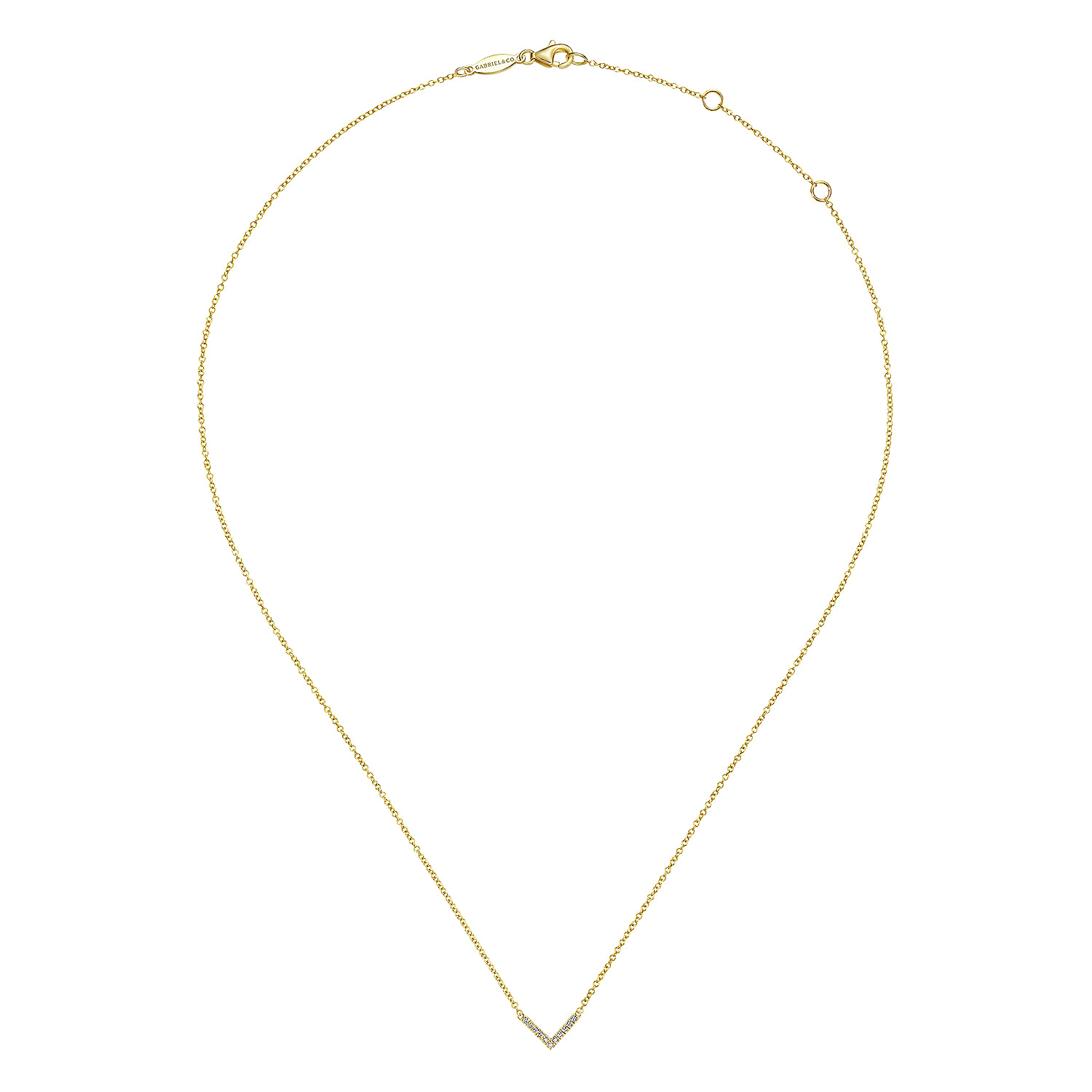 14K Yellow Gold Diamond Chevron Necklace