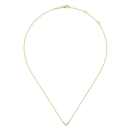 14K Yellow Gold Diamond Chevron Necklace