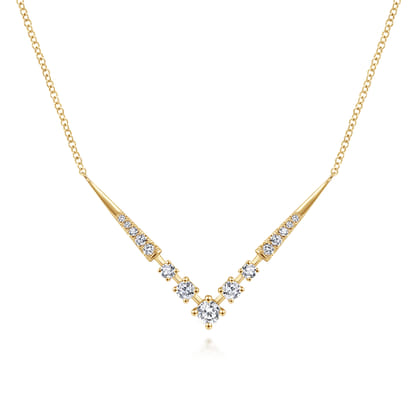 14K Yellow Gold Diamond Chevron Necklace