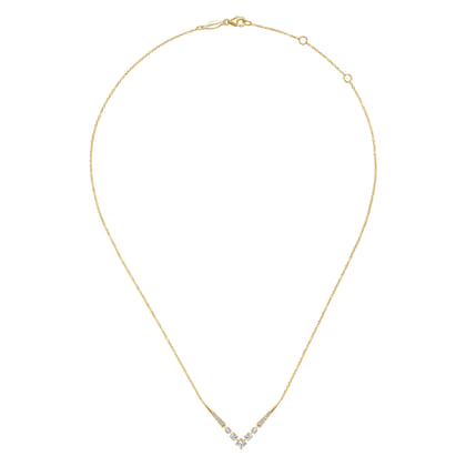 14K Yellow Gold Diamond Chevron Necklace