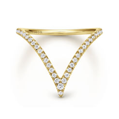 14K Yellow Gold Diamond Chevron Ring
