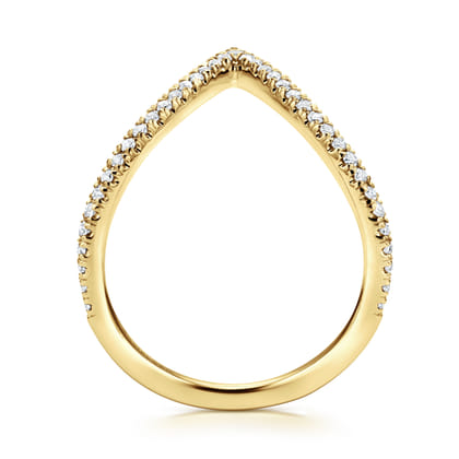 14K Yellow Gold Diamond Chevron Ring