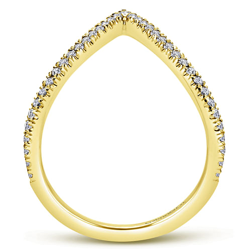 14K Yellow Gold Diamond Chevron Ring - 0.25 ct - Shot 2