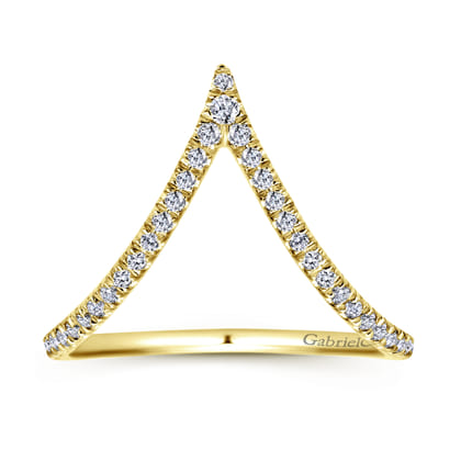 14K Yellow Gold Diamond Chevron Ring