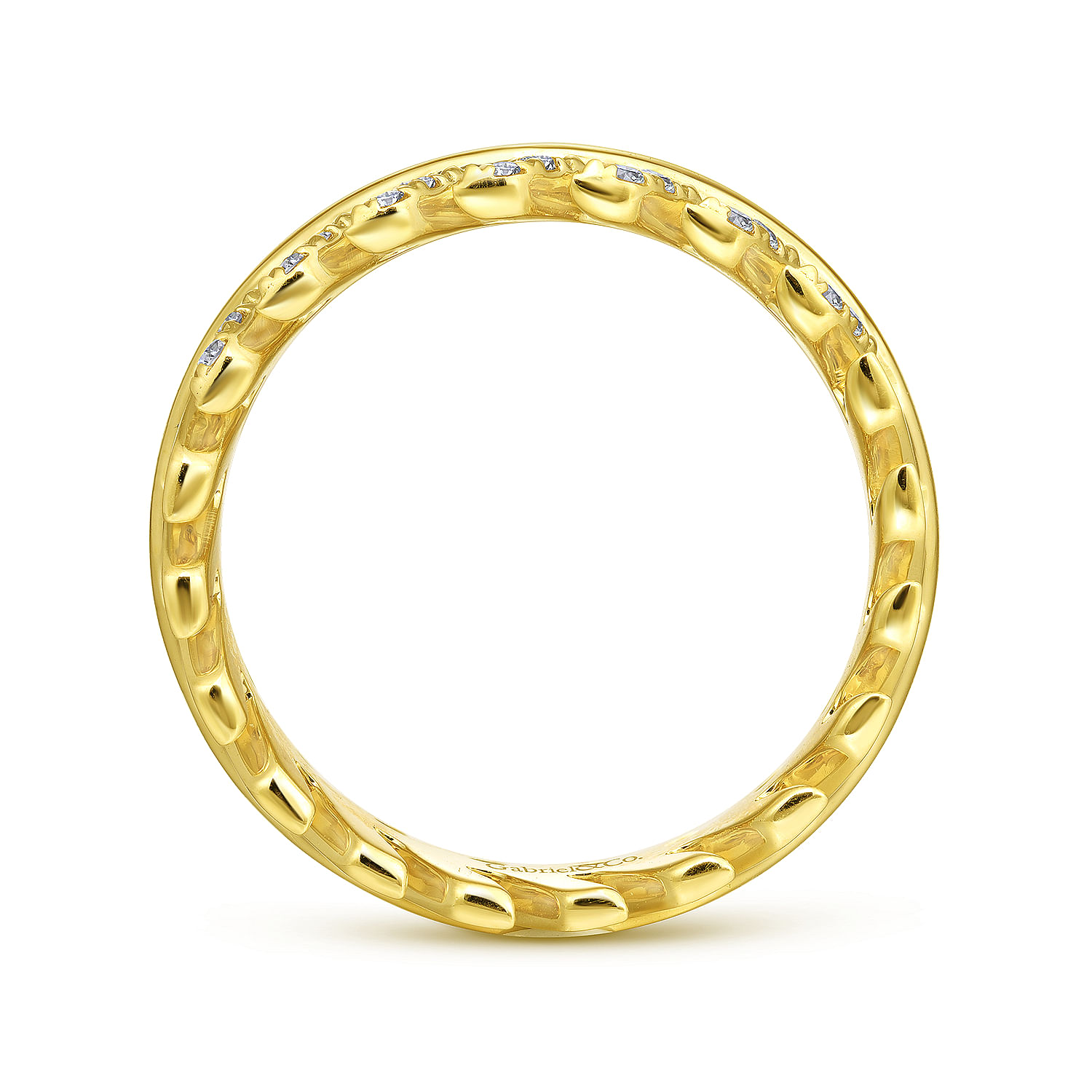 14K Yellow Gold Diamond Chevron Ring - 0.14 ct - Shot 2