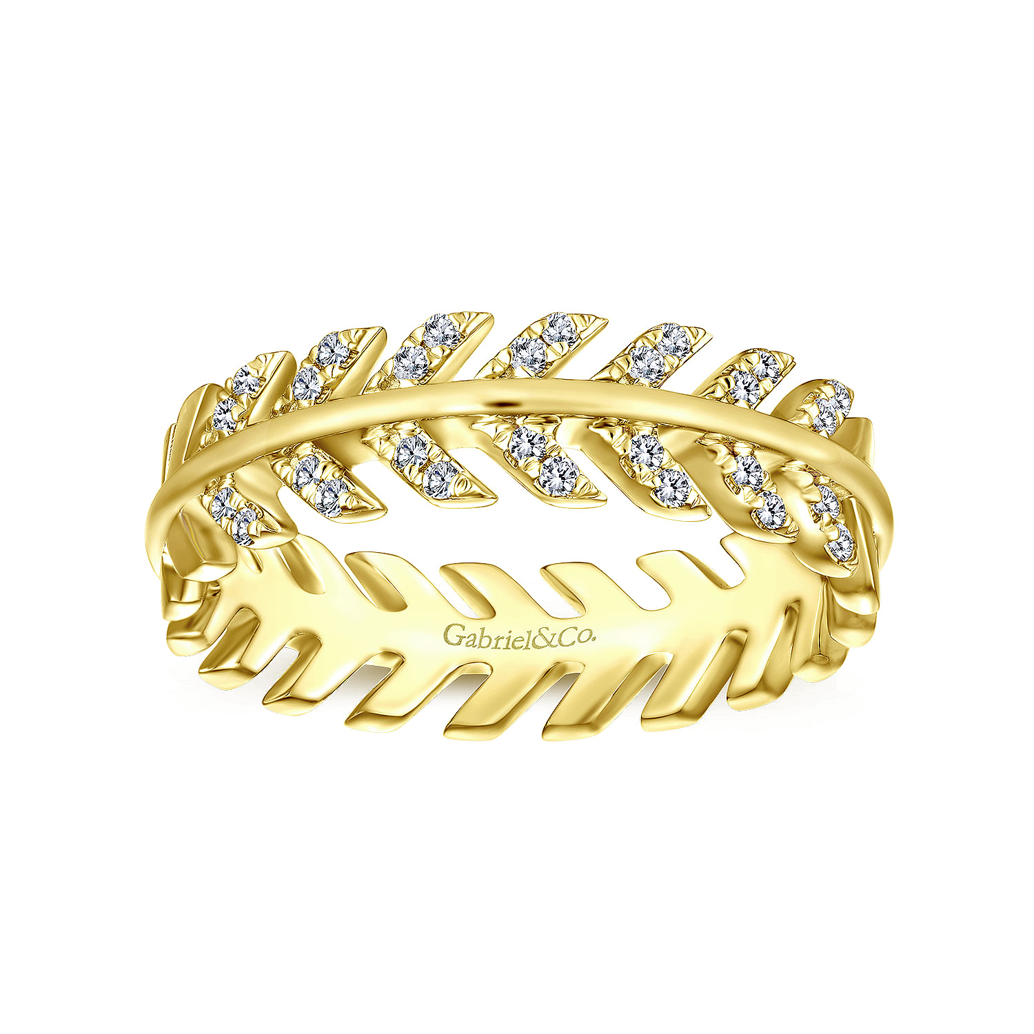 14K Yellow Gold Diamond Chevron Ring - 0.14 ct - Shot 4