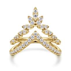 14K Yellow Gold Diamond Chevron Ring