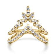 14K Yellow Gold Diamond Chevron Ring