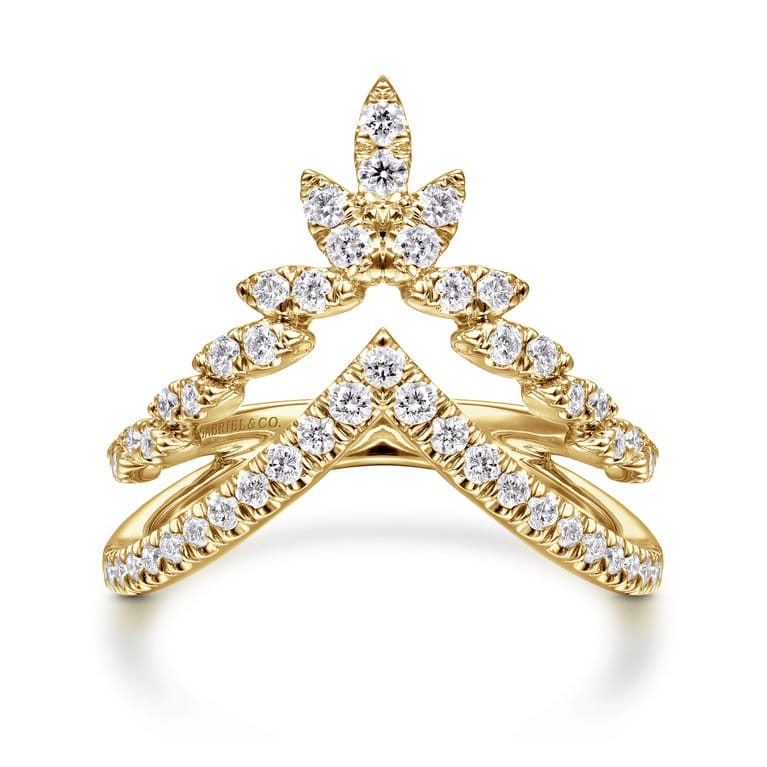 14K Yellow Gold Diamond Chevron Ring - 0.51 ct - Shot 1