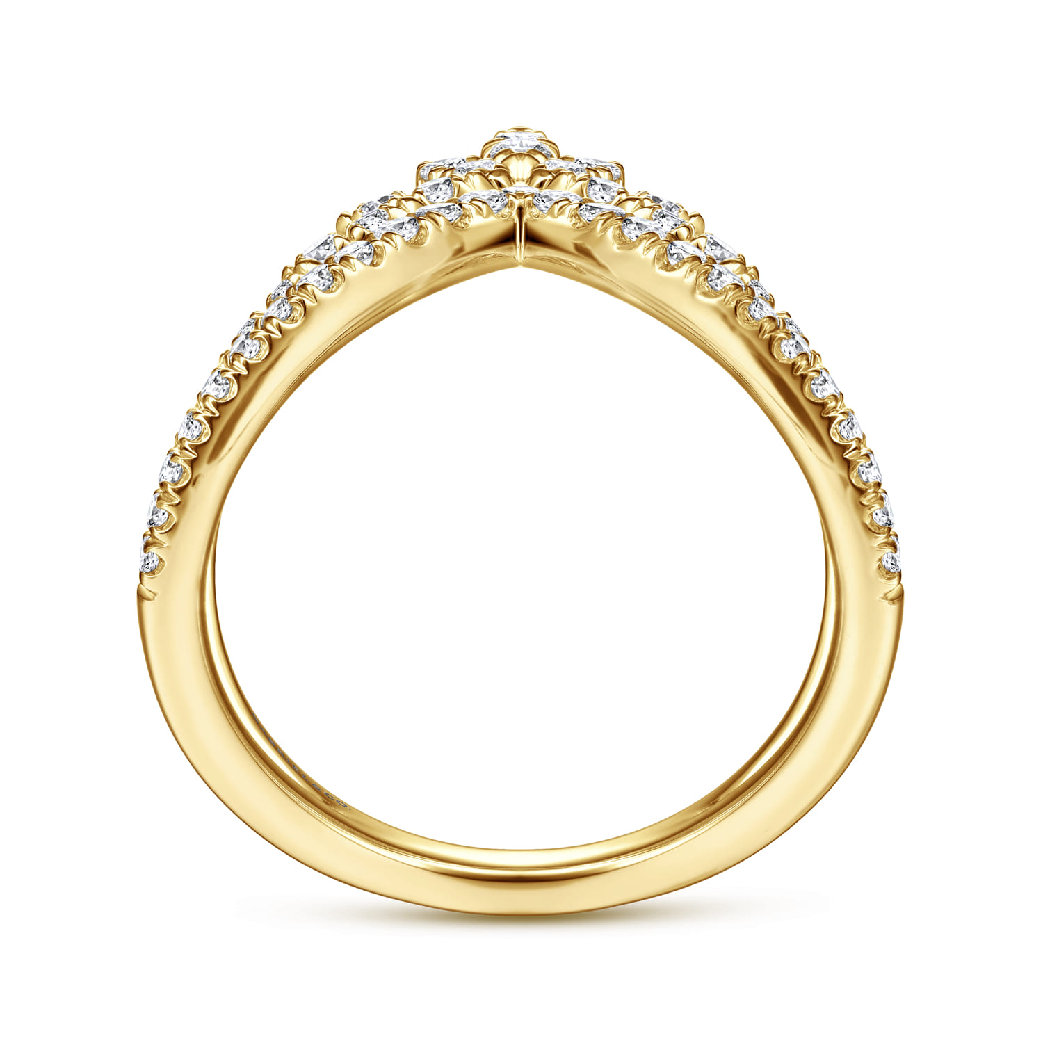 14K Yellow Gold Diamond Chevron Ring - 0.51 ct - Shot 2