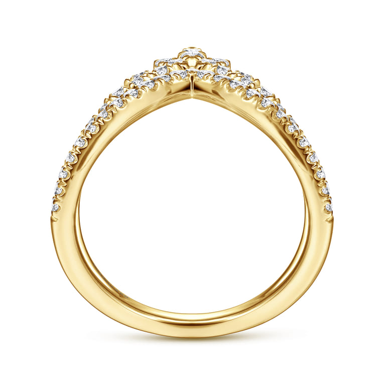 14K Yellow Gold Diamond Chevron Ring - 0.51 ct - Shot 2