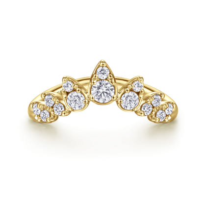 14K Yellow Gold Diamond Chevron Ring