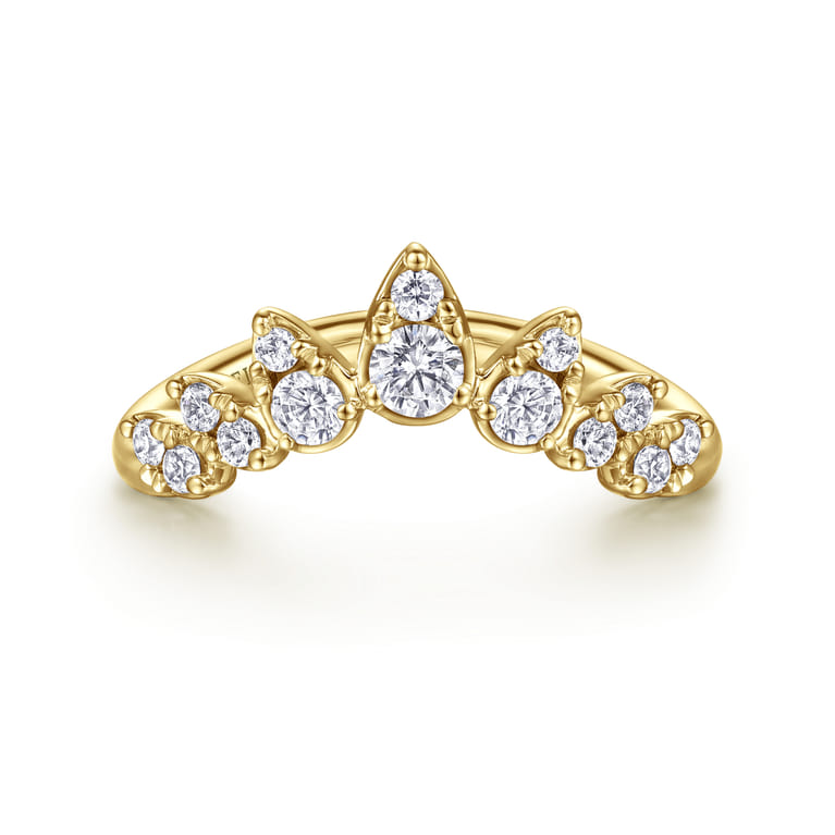14K Yellow Gold Diamond Chevron Ring - 0.43 ct - Shot 1