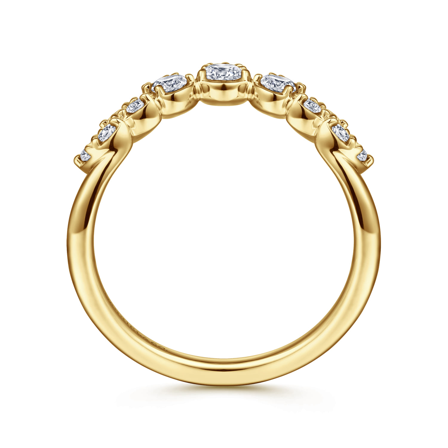 14K Yellow Gold Diamond Chevron Ring - 0.43 ct - Shot 2