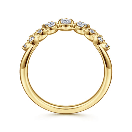 14K Yellow Gold Diamond Chevron Ring