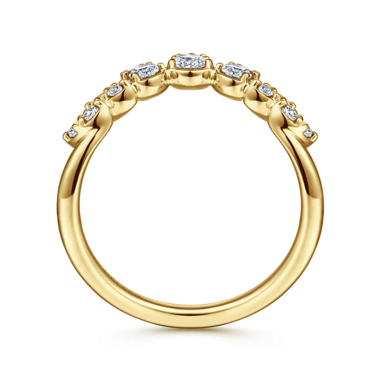 14K Yellow Gold Diamond Chevron Ring - 0.43 ct - Shot 2