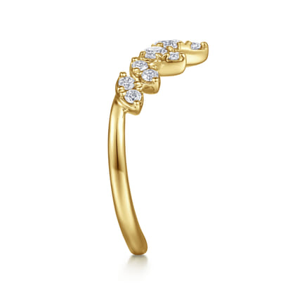 14K Yellow Gold Diamond Chevron Ring