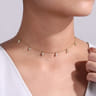 14K Yellow Gold Diamond Choker Necklace with Diamond Kite Drops - 0.23 ct