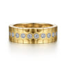 14K Yellow Gold Diamond Cigar Band with Hexagon Pattern - 0.25 ct