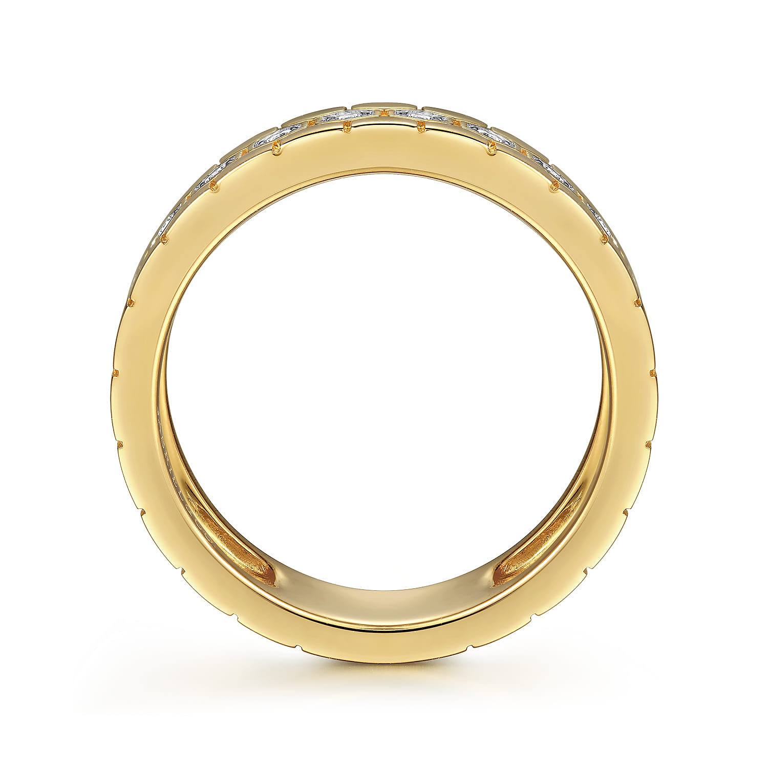 14K Yellow Gold Diamond Cigar Band with Hexagon Pattern - 0.25 ct - Shot 2