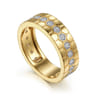 14K Yellow Gold Diamond Cigar Band with Hexagon Pattern - 0.25 ct