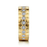 14K Yellow Gold Diamond Cigar Band with Hexagon Pattern - 0.25 ct