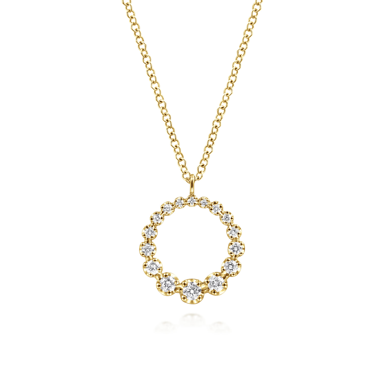 14K Yellow Gold Diamond Circle Pendant Necklace - 0.26 ct - Shot 1