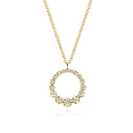 14K Yellow Gold Diamond Circle Pendant Necklace