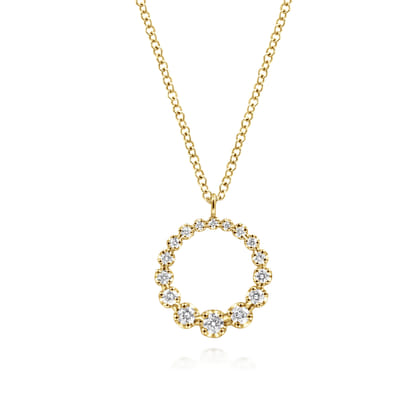 14K Yellow Gold Diamond Circle Pendant Necklace