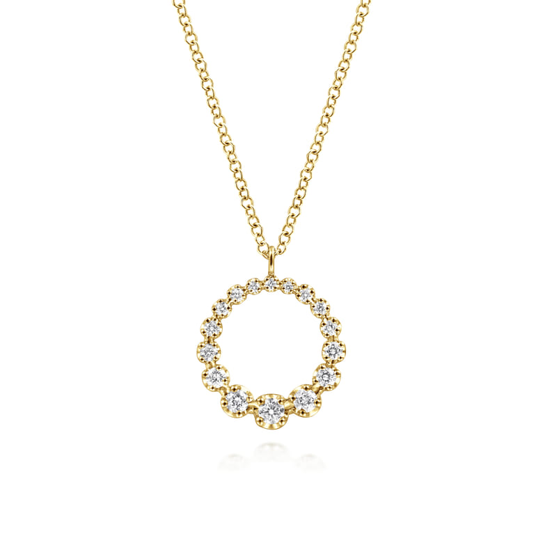 14K Yellow Gold Diamond Circle Pendant Necklace - 0.26 ct - Shot 1