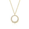 14K Yellow Gold Diamond Circle Pendant Necklace - 0.26 ct