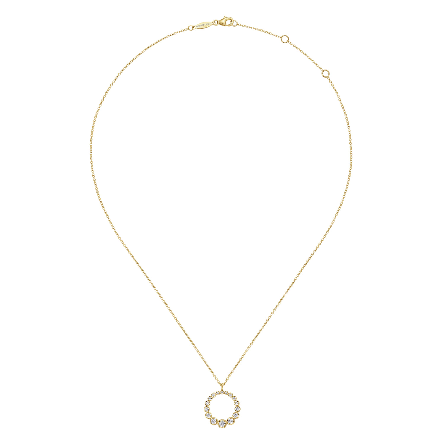 14K Yellow Gold Diamond Circle Pendant Necklace - 0.26 ct - Shot 2