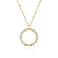 14K Yellow Gold Diamond Circle Pendant Necklace
