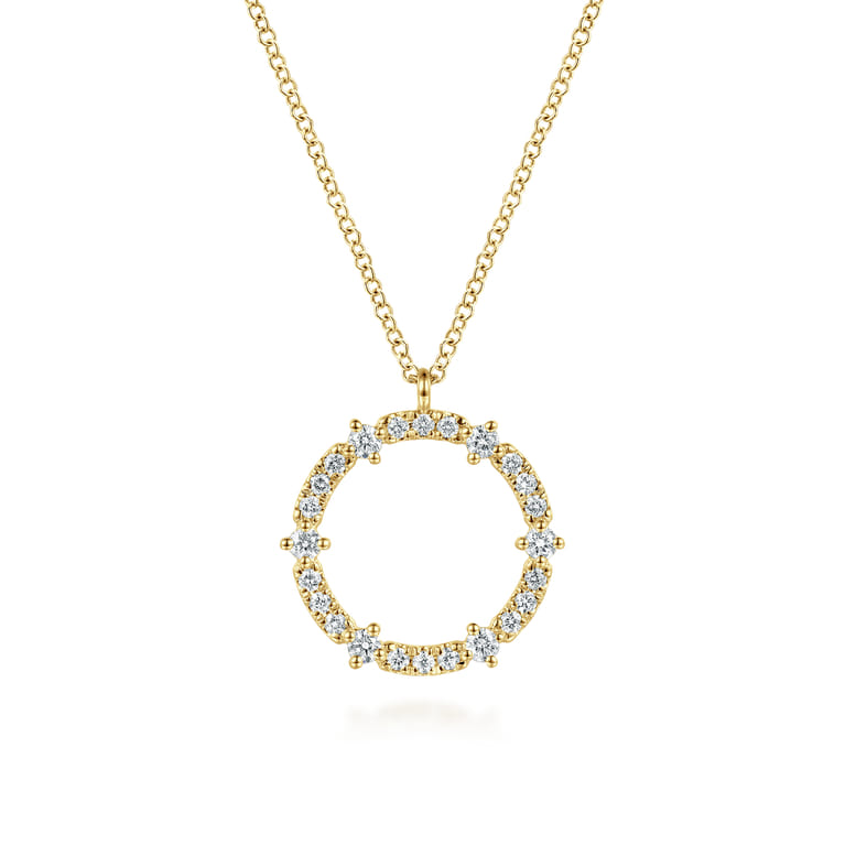 14K Yellow Gold Diamond Circle Pendant Necklace - 0.35 ct - Shot 1