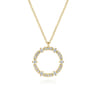 14K Yellow Gold Diamond Circle Pendant Necklace - 0.35 ct