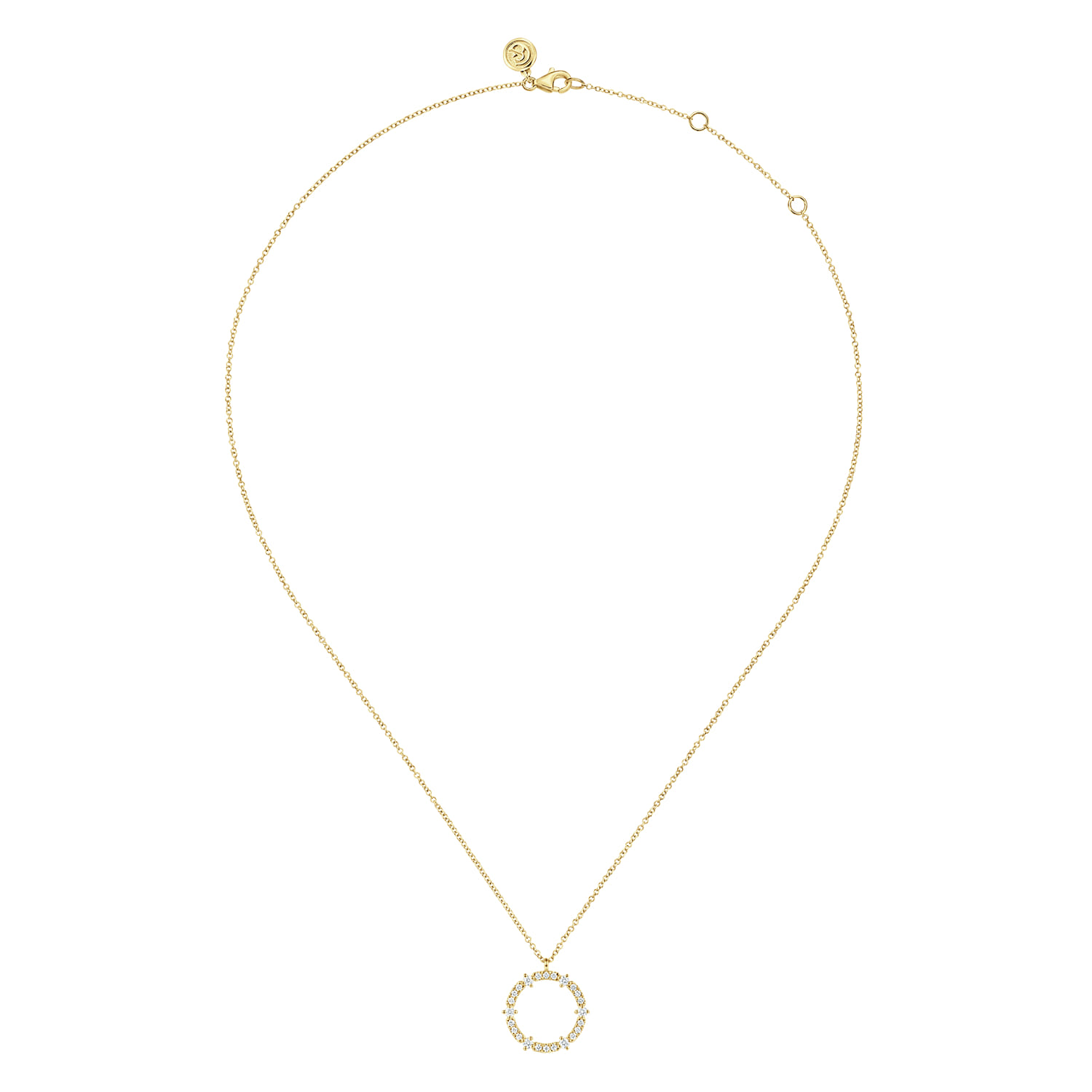 14K Yellow Gold Diamond Circle Pendant Necklace - 0.35 ct - Shot 2