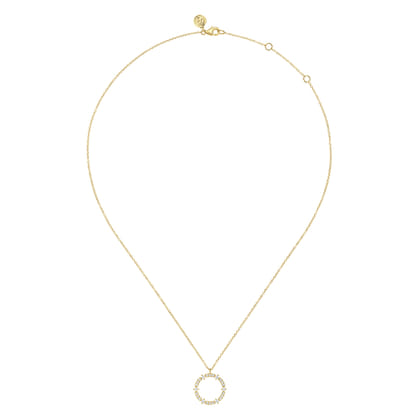 14K Yellow Gold Diamond Circle Pendant Necklace