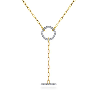 14K-Yellow-Gold-Diamond-Circle-and-Bar-Y-Knot-Necklace-with-Hollow-Paperclip-Chain1