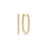 14K Yellow Gold Diamond Classic Elongated Oval Hoop Earrings - 0.2 ct