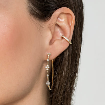 14K Yellow Gold Diamond Classic Hoop Earrings 40mm