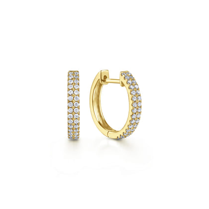 14K Yellow Gold Diamond Classic Huggies