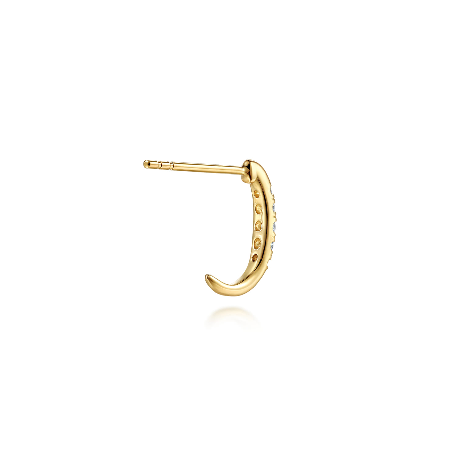 14K Yellow Gold Diamond Classic J Hoop Earrings - 0.15 ct - Shot 2